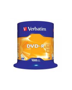Pack de 100 DVD-R 4.7GB Verbatim 16x Cakebox 43549