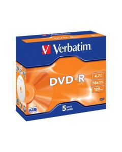 Pack de 5 DVD-R 4.7GB Verbatim 16x Jewel Case 43519