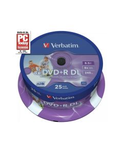 Pack de 25 DVD+R 8.5GB Verbatim 8x DL IW FS 25 CB 43667