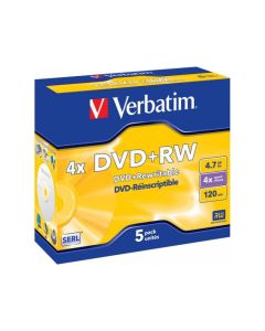 Pack de 5 DVD+RW 4.7GB Verbatim 4x  Jewel Case 43229