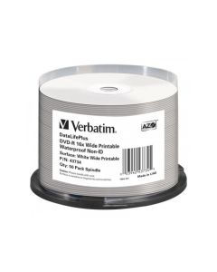 Pack de 50 DVD-R 4.7GB Verbatim 16x Inkjet blanc Full Surface Glossy Cakebox 43734